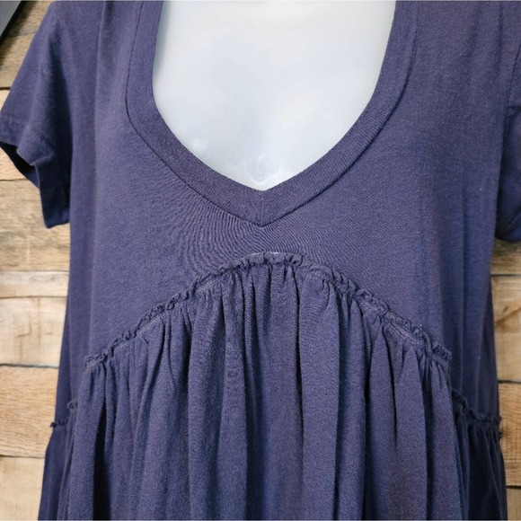 SALE-T. La Anthropology women's navy blue boho peplum shirt size xs - Picture 3 of 10